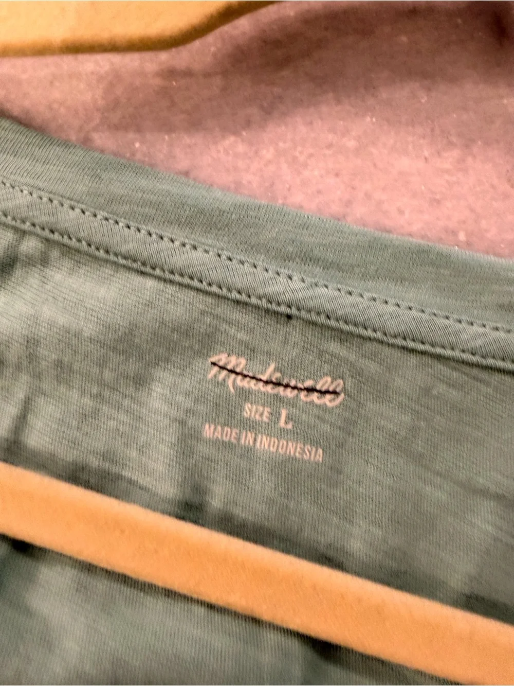 NWOT Madewell Size L Sage Green V Neck Short Sleeve Lightweight Slub Cotton Top - Picture 9 of 10